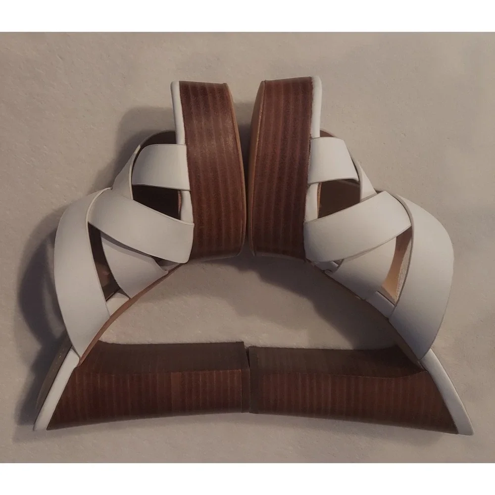 Aldo Womens White Leather Casuarina Open Toe Platform Heels Mules Sandals Size 9 - Picture 6 of 12